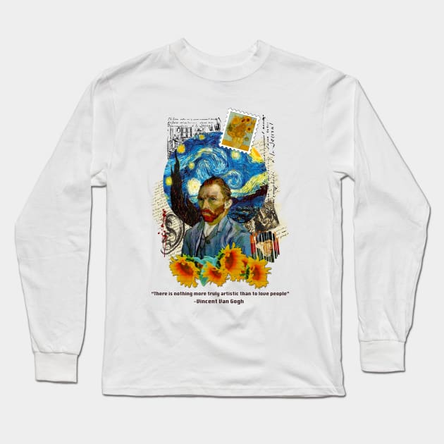 Van Gogh Collage - Art Long Sleeve T-Shirt by Nirvanax Studio